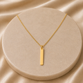 Personalisierte Bar Halskette – Vertikale Gravurplatte in Gold, Roségold & Silber