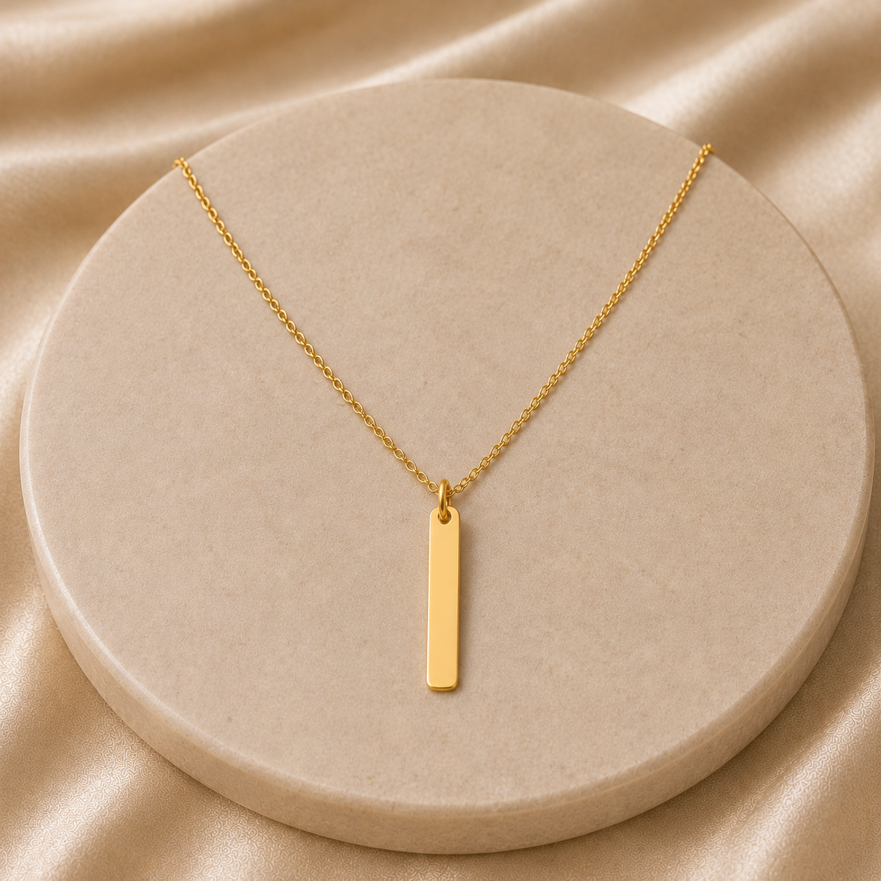 Personalisierte Bar Halskette – Vertikale Gravurplatte in Gold, Roségold & Silber