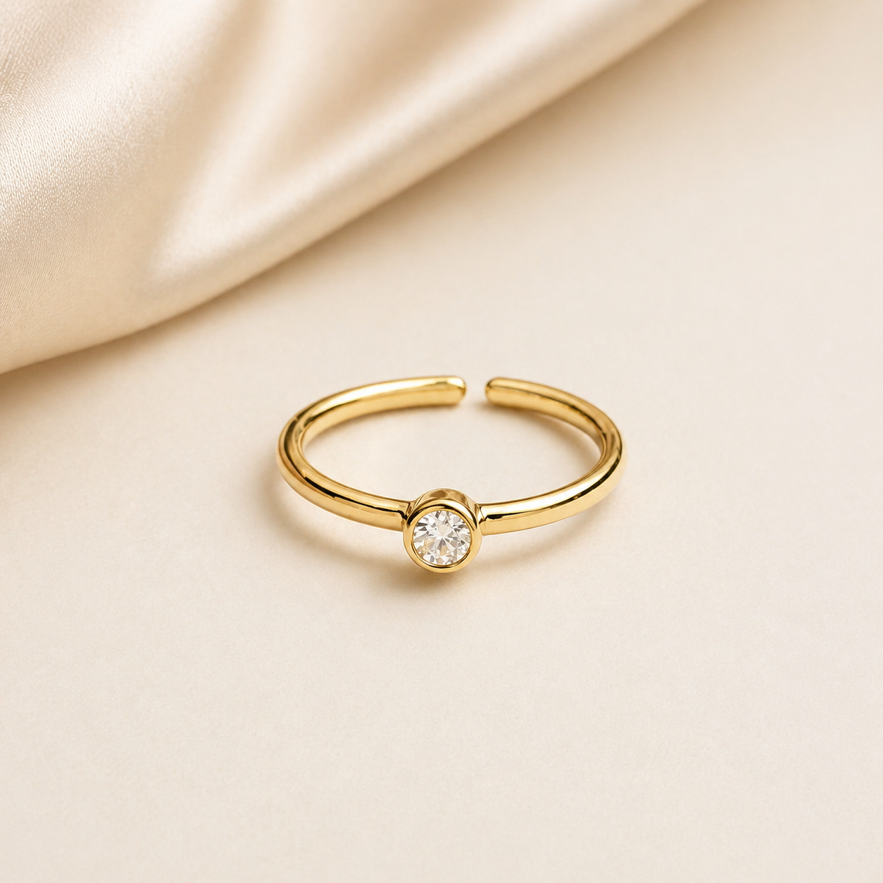 Célinor Elegance Ring – Verstellbarer Goldring mit Zirkonia-Stein