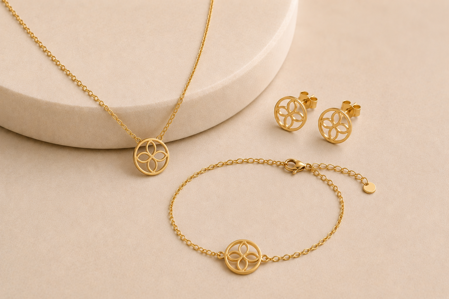 Célinor Elegantes Schmuckset Damen – Halskette, Armband & Ohrringe in Gold, Roégold und Silber
