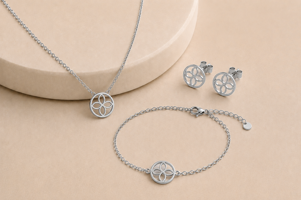 Célinor Elegantes Schmuckset Damen – Halskette, Armband & Ohrringe in Gold, Roégold und Silber
