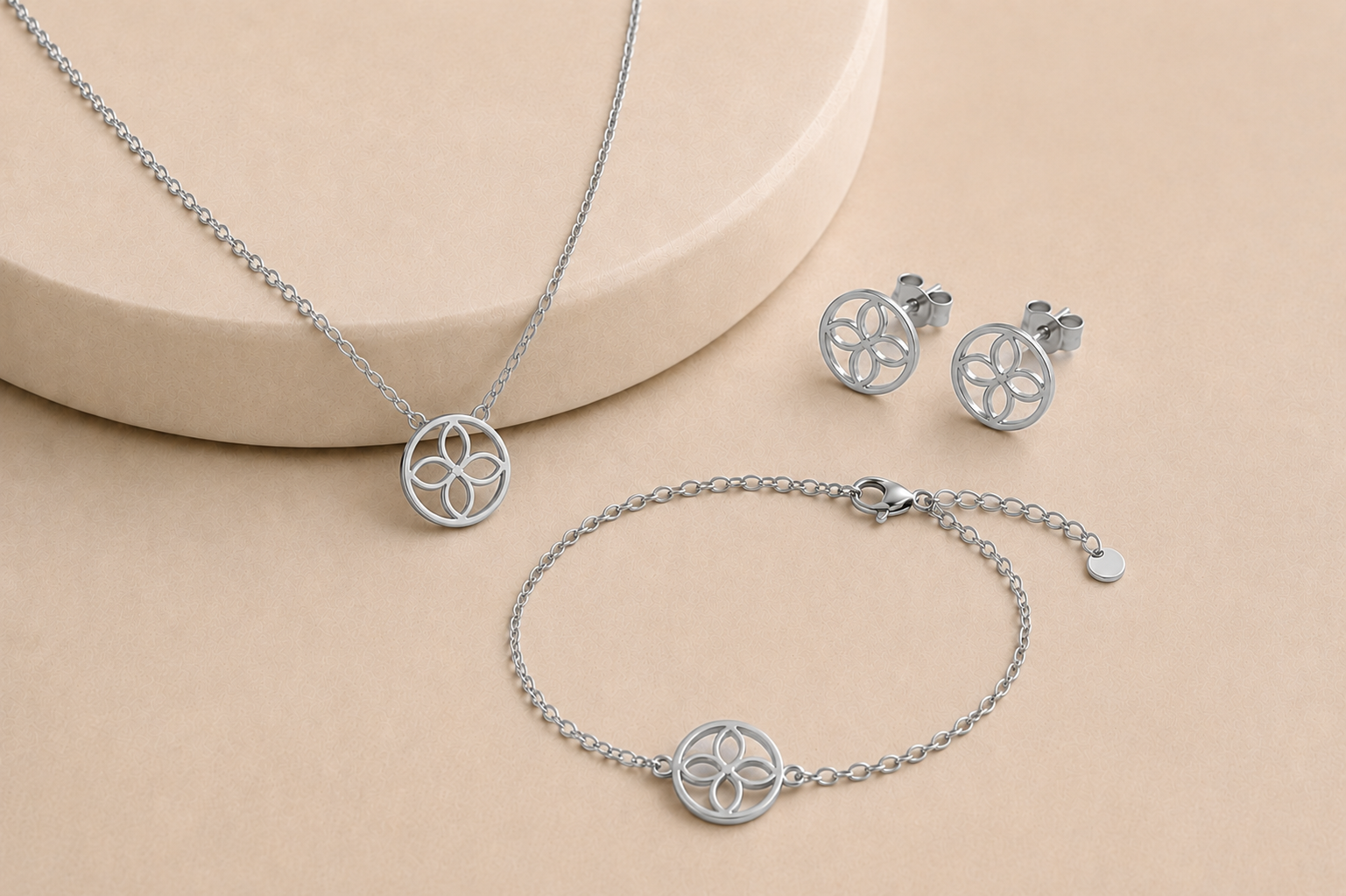 Célinor Elegantes Schmuckset Damen – Halskette, Armband & Ohrringe in Gold, Roégold und Silber