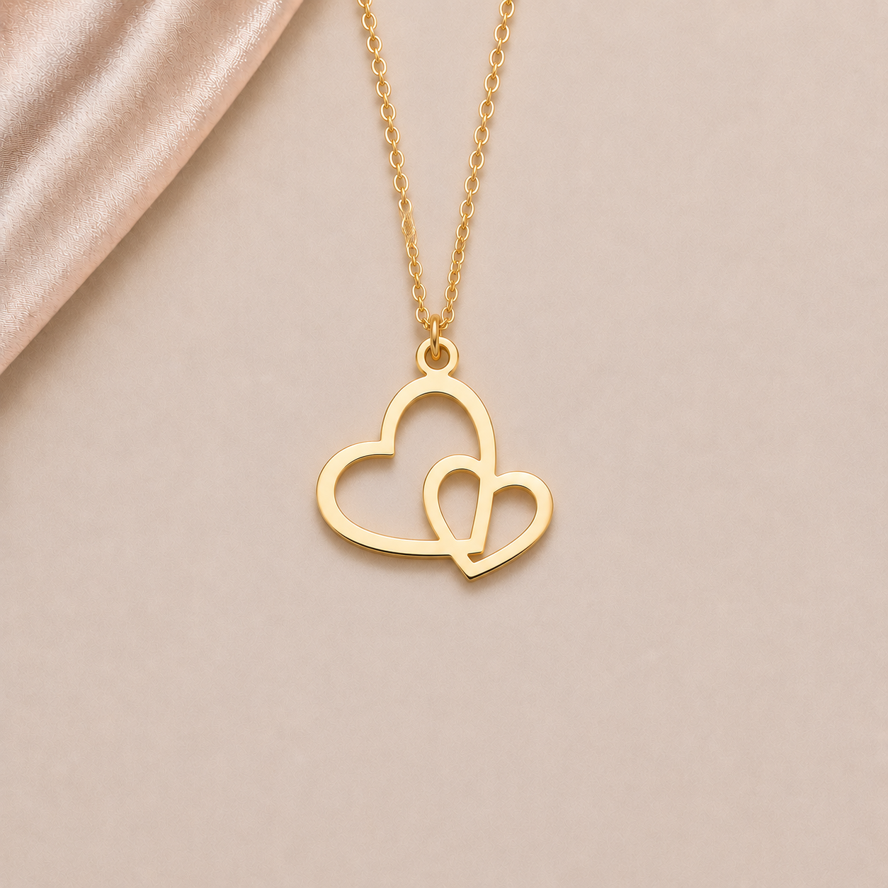 Célinor Doppelte Herz Halskette – Elegante Damenkette in Gold, Roségold & Silber