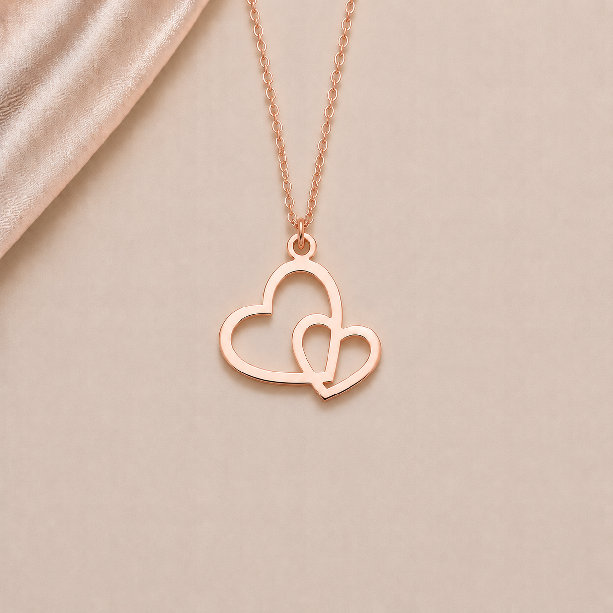 Célinor Doppelte Herz Halskette – Elegante Damenkette in Gold, Roségold & Silber