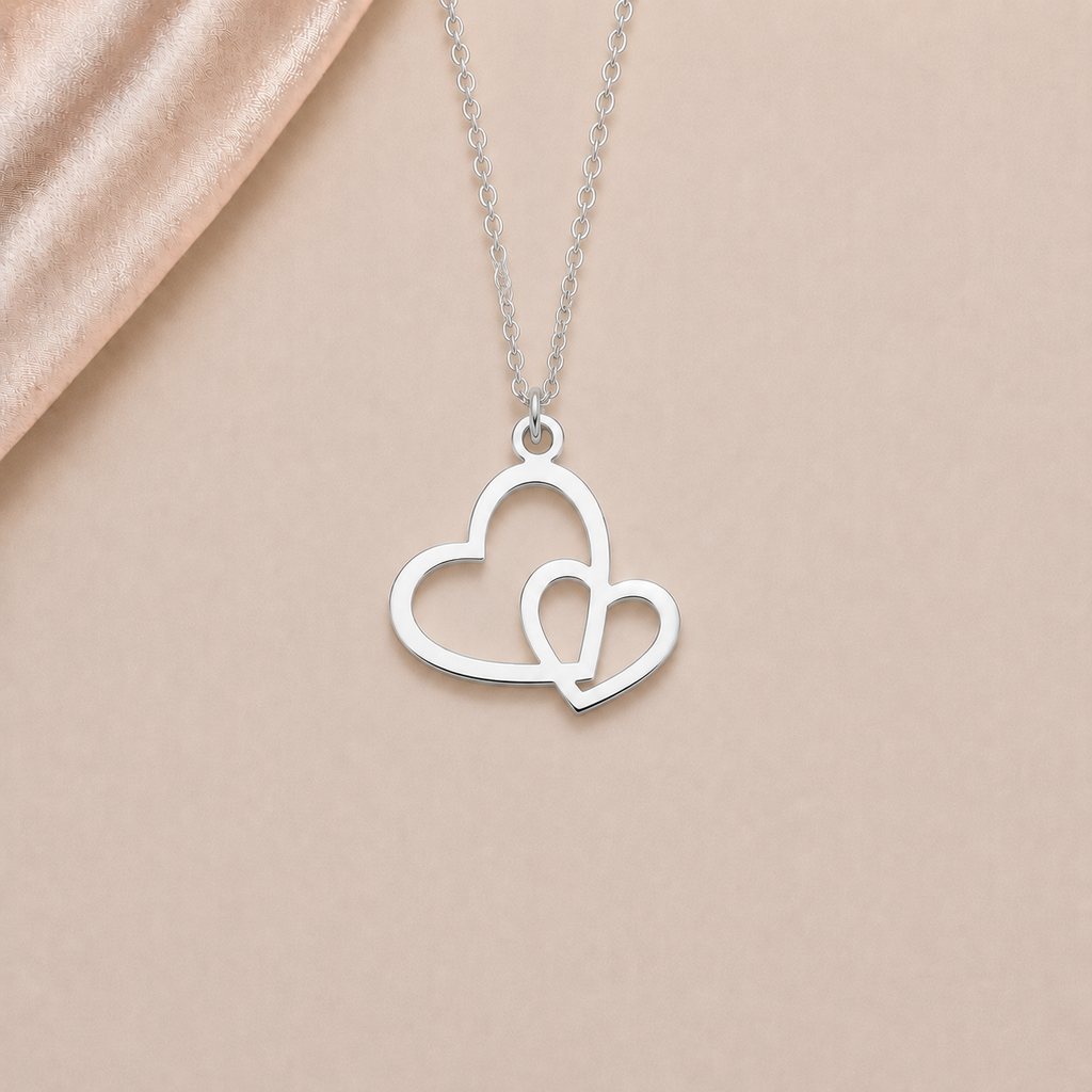 Célinor Doppelte Herz Halskette – Elegante Damenkette in Gold, Roségold & Silber