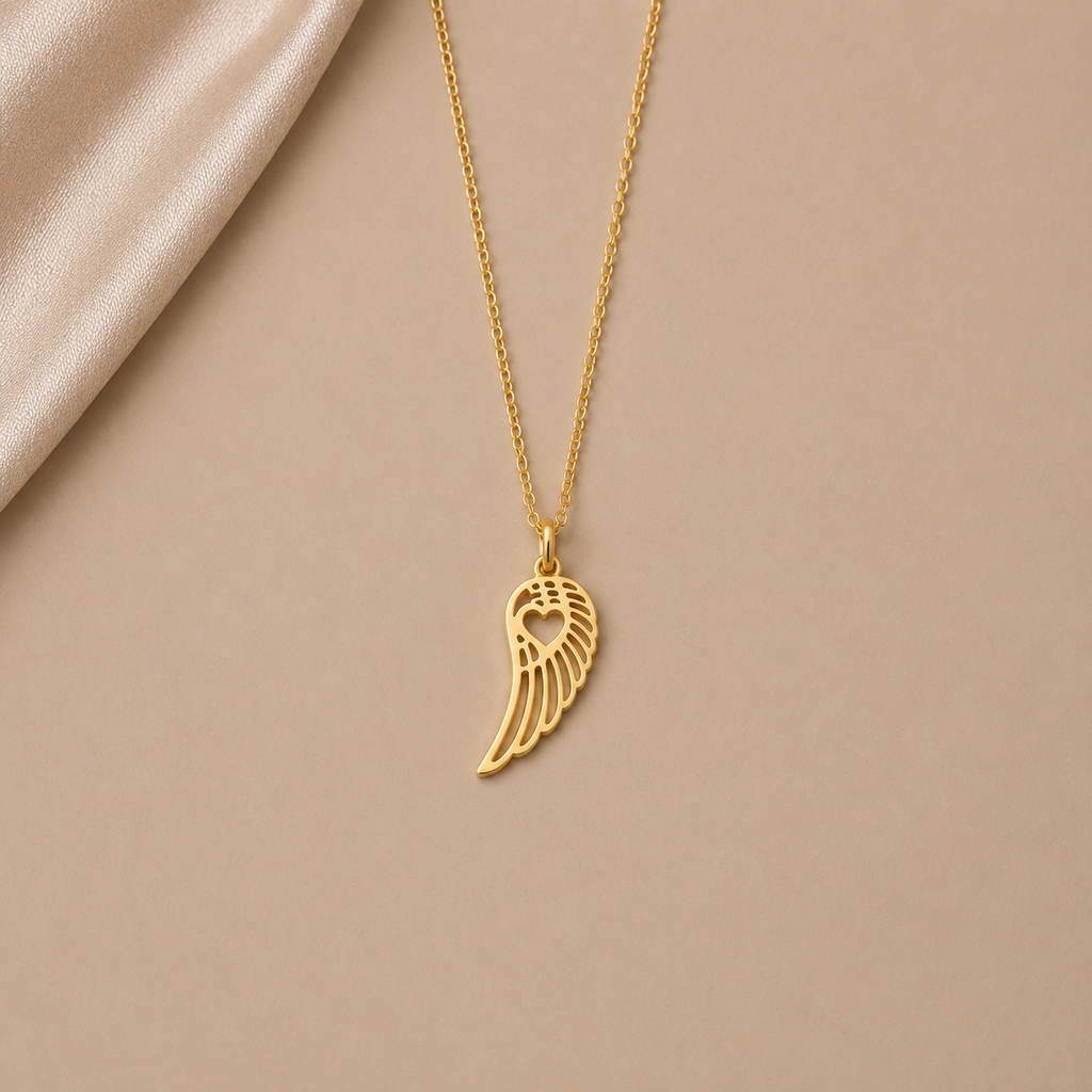Flügel Herz Kette Damen filigran – Silber, vergoldet & Roségold