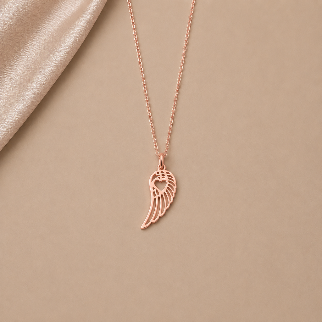 Flügel Herz Kette Damen filigran – Silber, vergoldet & Roségold