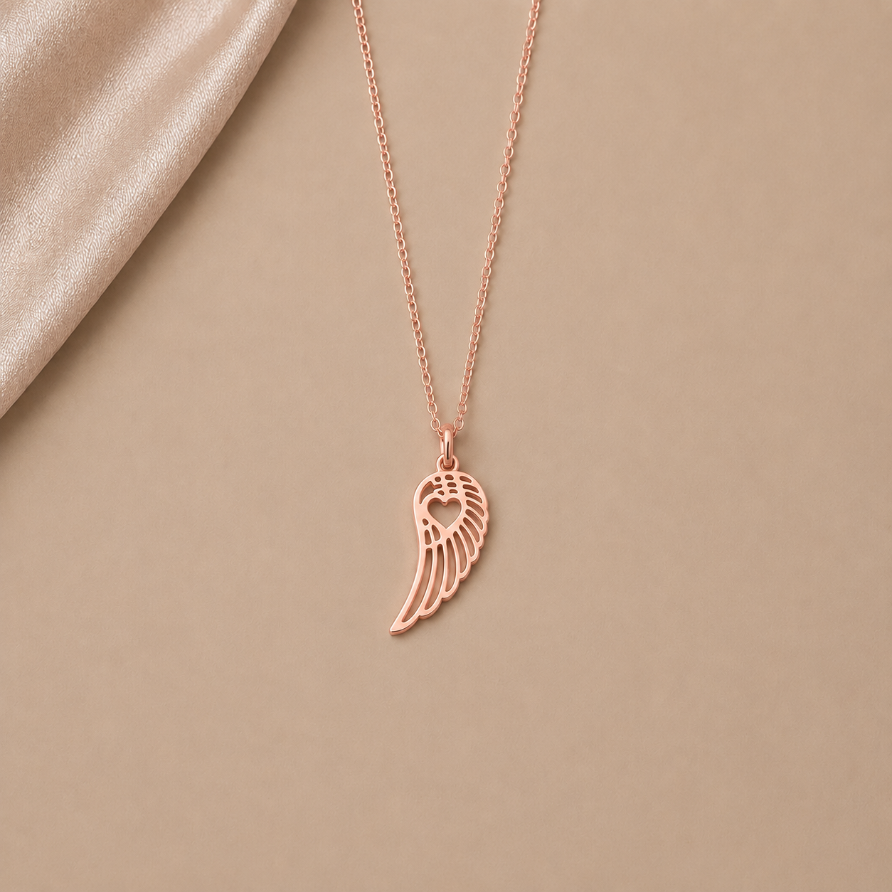 Flügel Herz Kette Damen filigran – Silber, vergoldet & Roségold