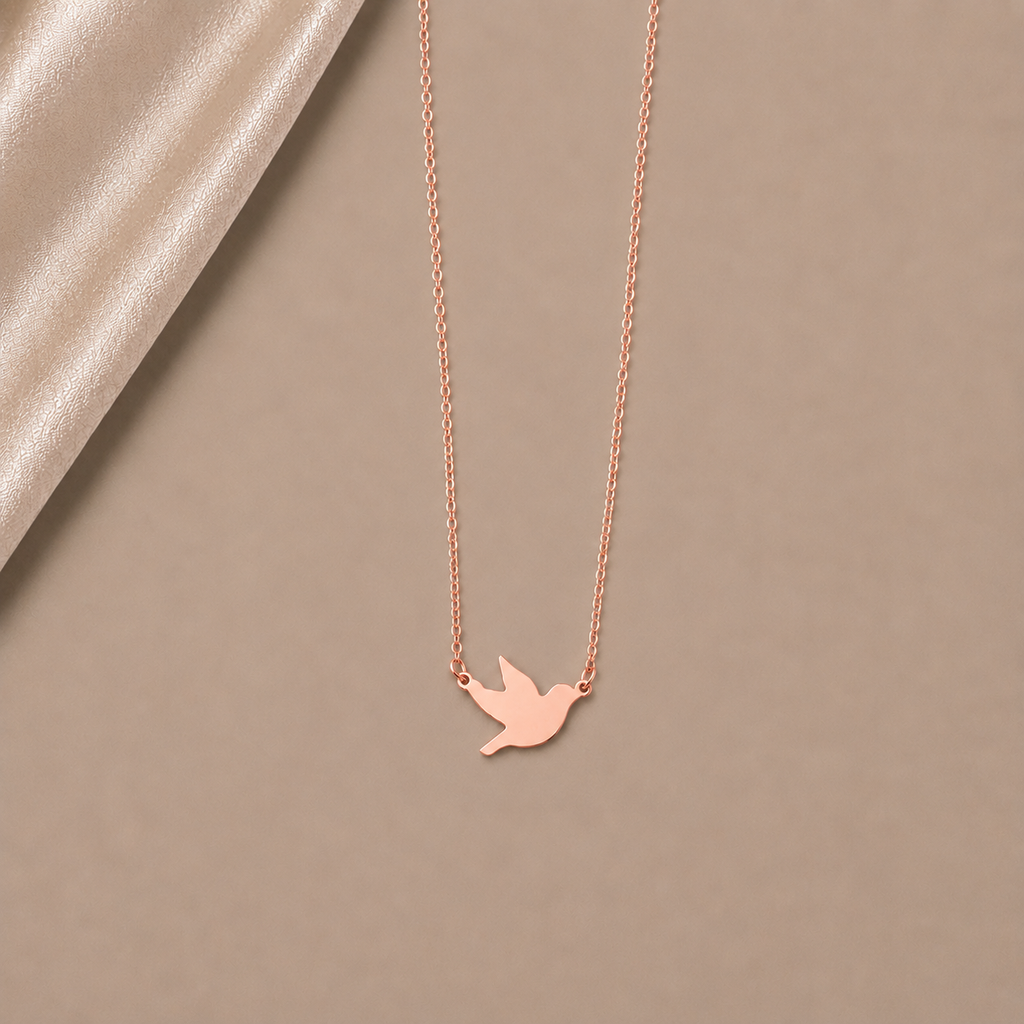Célinor Dove – Elegante Tauben Halskette in Gold, Rosegold & Silber