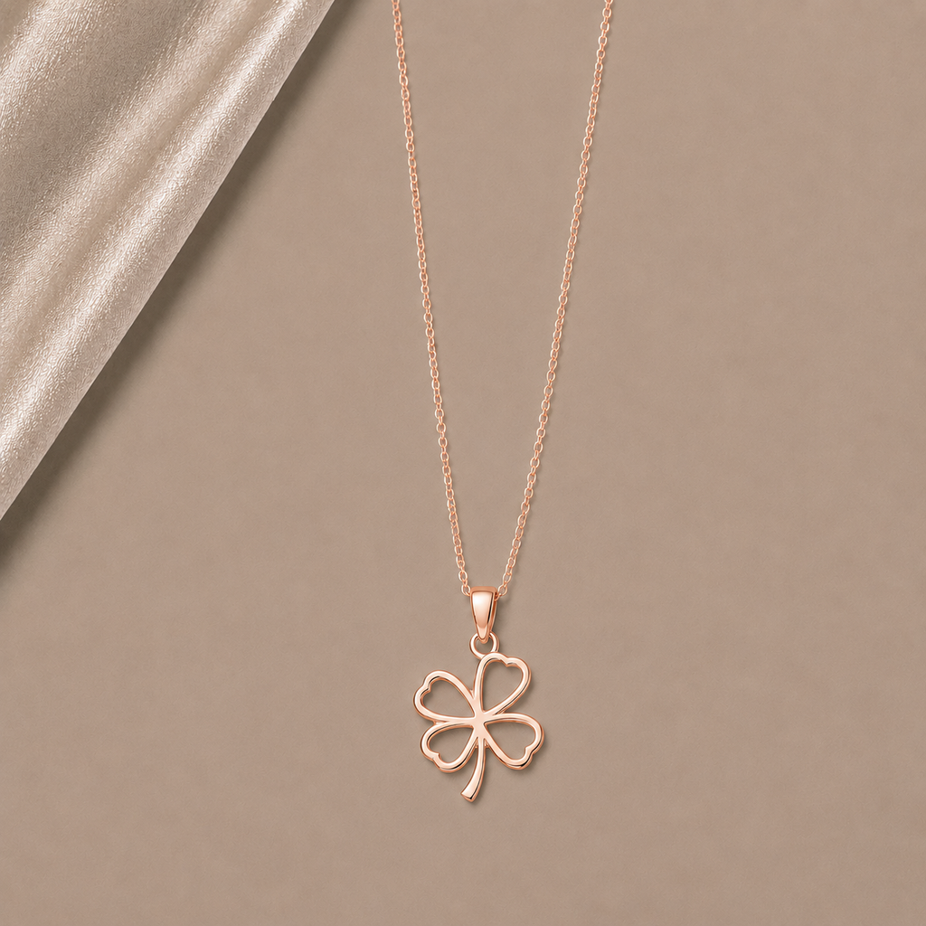 Célinor Clover Heart – Elegante Kleeblatt Halskette in Gold, Rosegold & Silber