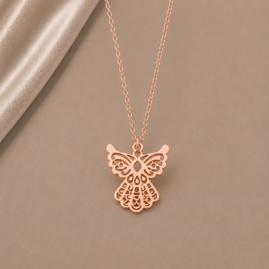 Célinor Angel Glow – Elegante Engel Halskette in Gold, Rosegold & Silber