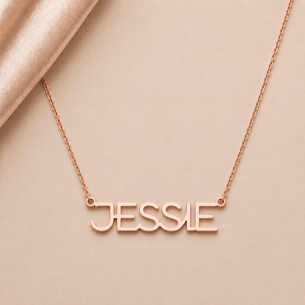 Gotham Bold Individuelle Namenskette Damen – Personalisierter Schmuck mit Wunschname, in 585er Gold 14 Karat
